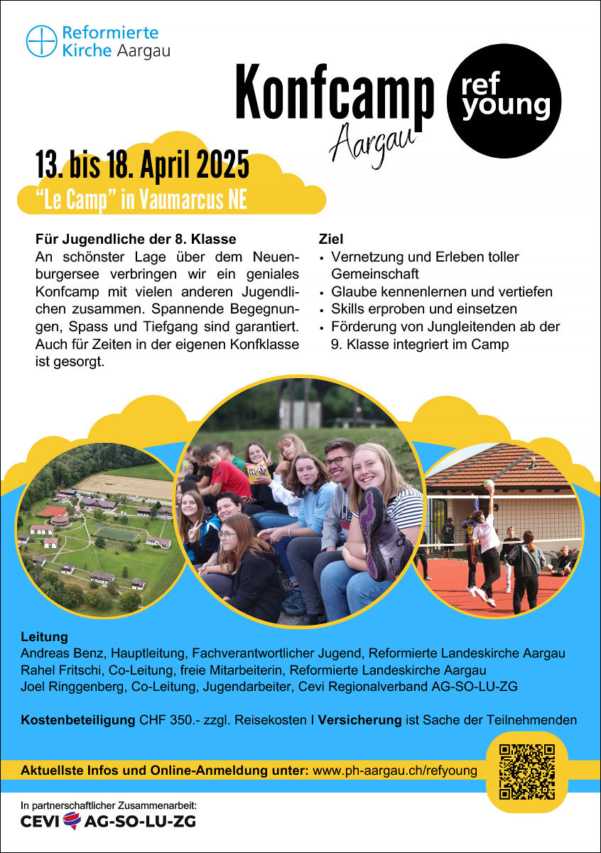 RefYoung_Konfcamp Aargau 2025: 13. bis 18. April 2025, «Le Camp» in Vaumarcus NE (ph-aargau.ch/refyoung)